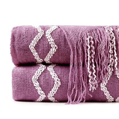 BOURINA Knit Throw Blanket Soft Chenille Outdoor Blanket,Purple 50x60Inch - color: A-purple, size: 50"×60"