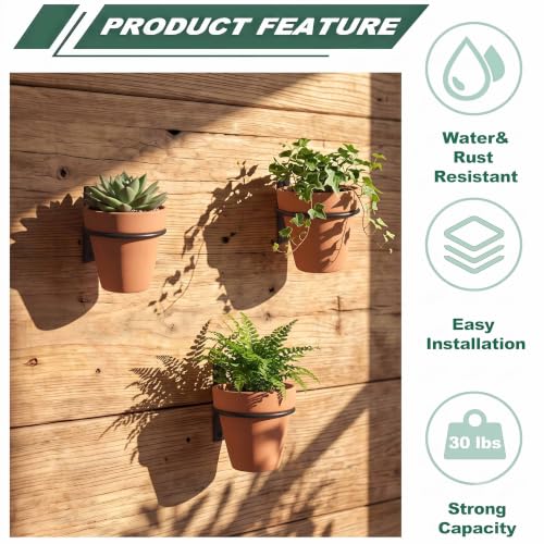 Hanging Wall Planters Set of 6, Terracotta Pots with Metal Rings
