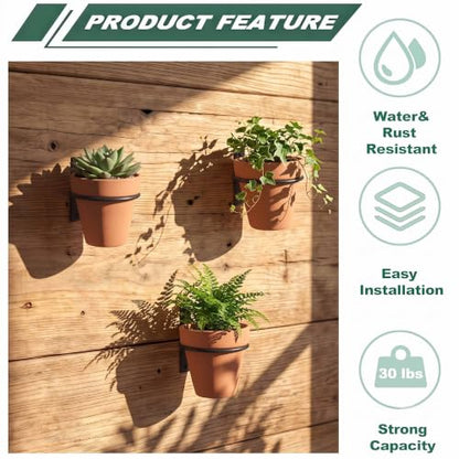 Hanging Wall Planters Set of 6, Terracotta Pots with Metal Rings