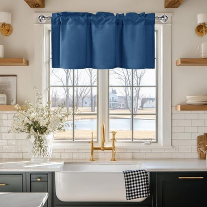 JIUZHEN Royal Blue Valance Curtains for Window 1 Panel, 30 x 24 Inches - color: Royal Blue, size: 30"W x 24"L (Pack of 1)
