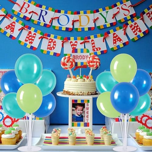 TONIFUL 4 Set Blue Cyan Green Balloon Stand Balloon Centerpieces for Table - color: Blue Cyan Green