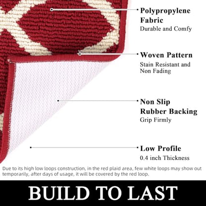 SHACOS Red Runner Rug 2x8 ft Washable Non Slip Low Pile Entryway Rug Runner - color: Red, size: 2' x 8'