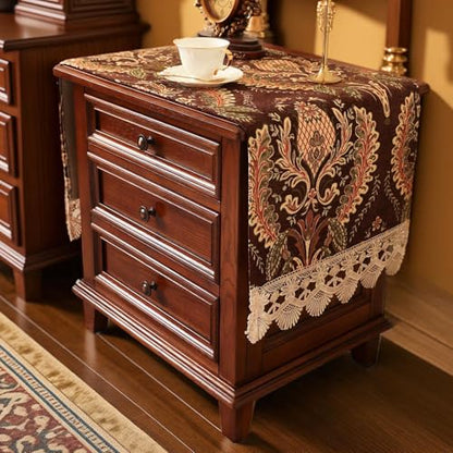 Nightstand Cover Cloth Dark Brown, Lace, Large, 15.7x51.2 Inch - color: Dark Brown, size: 51.2" x 15.7" (Rectangular)