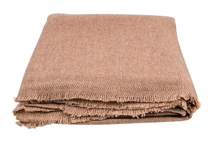 Cashmere Blanket – Hand Woven 100% Cashmere Wool Throw Blanket, 135 x 270 cm – Plain Cozy, and Soft Blanket for Bed, Sofa, or Couch - Made in Nepal - color: Brown