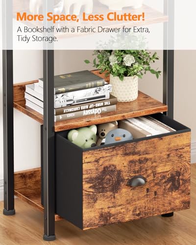 Furologee 6 Tier Bookshelf Set of 2,Industrial Bookshelves and Bookcases - color: Rustic Brown, size: 6 Tier-2 PCS
