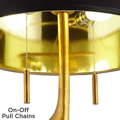 Athena 35 1/2" Large Table Lamp Gold Leaf Skinny Sculptural Mid Modern