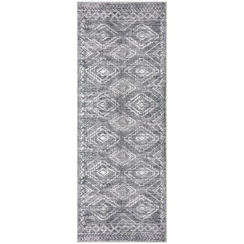 KILOCOCO Washable Runner Rug 3x8 ft Non-Slip Hallway Runners, Grey - color: Grey, size: 3' x 8' (Runner)
