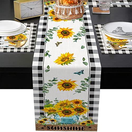 ArtSocket Table Runner and Placemats Set of 6, Sunflower Buffalo - color: Sunflower