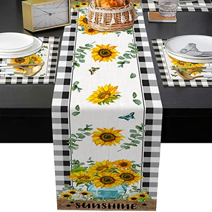 ArtSocket Table Runner and Placemats Set of 6, Sunflower Buffalo - color: Sunflower