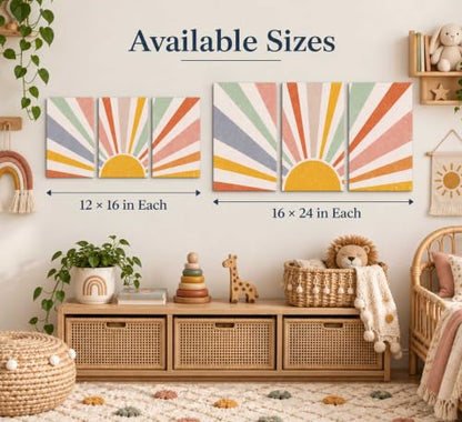 HLEOXPY 3 Pieces Nursery Boho Canvas Wall Art 16x24in - color: boho-Canvas, size: 16x24in