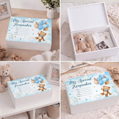 Thyle Blue Bear Wooden Newborn Baby Memories Keepsake Box - style: Bear