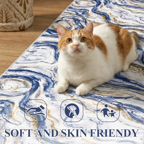 Yamaziot 2x8 Washable Modern Abstract Runner Rug Non-Slip for Hallways - color: Blue, size: 2x8ft