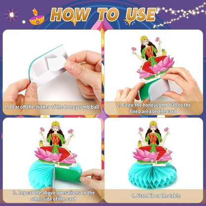 10Pcs Diwali Honeycomb Centerpieces for Indian Party Decoration - style: Diwali Party Style