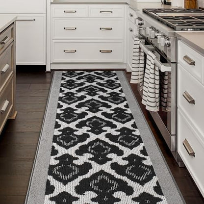 REMNAZ Custom Size Hallway Runner Rug, Non-Slip, Royal Grey, 31 in x 7 ft - color: ‎royal / Grey, size: 31 inch Width X 7 Feet Length