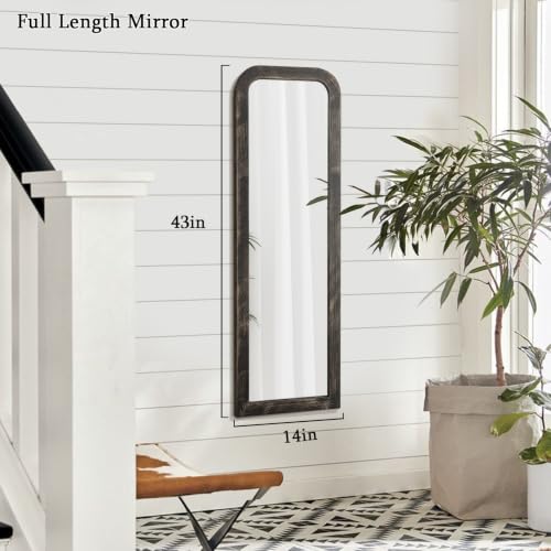 AAZZKANG Hanging Mirror Full Length Large Rectangle Wooden Framed 43"x14" - color: Pitchdark, size: 43"L x 14"W