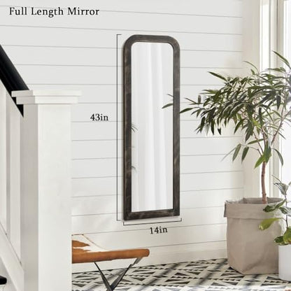 AAZZKANG Hanging Mirror Full Length Large Rectangle Wooden Framed 43"x14" - color: Pitchdark, size: 43"L x 14"W