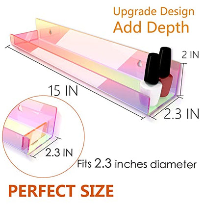 8 Pack 15 Inch Iridescent Acrylic Floating Wall Shelves, Rainbow Shelves - color: 15in-iridescent-8 Pack
