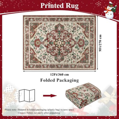 U'Artlines Red Christmas Area Rug 9x12 Boho Washable Soft Holiday Carpet - color: Christmas Red, size: 9' x 12' (Rectangular)