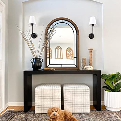 blue page Arched Wall Mirror 36x24 Inch Rustic Wood Frame, Arch Brown - color: Arch Brown
