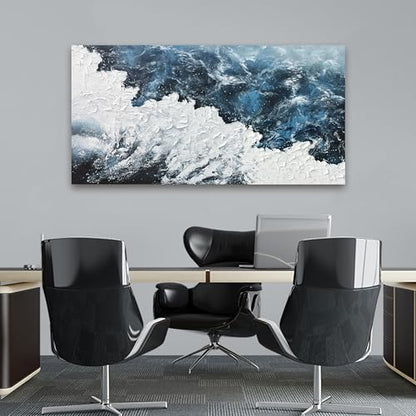 Blue White Wall Art Abstract Canvas Wall Pictures for Living Room 20"x40" - color: XY-01B, size: 40"L x 20"W
