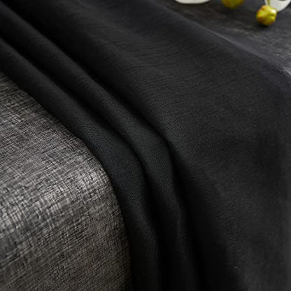 Sheer Curtains for Living Room, Bedroom, 52"Wx 45"L, Black, 2 Panels - color: Black, size: 52"W x 45"L (Pack of 2)