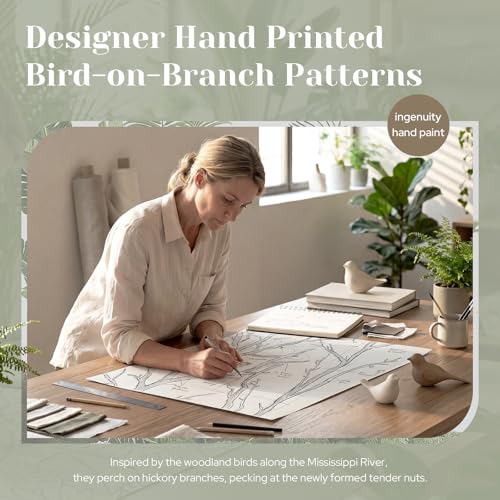 HOMEIDEAS White Semi Sheer Curtains 63 Inches Long,Birds on Branch,2 Panels - color: White - Birds on Branch, size: 52"W x 63"L (Pack of 2)