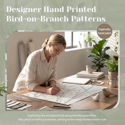 HOMEIDEAS White Semi Sheer Curtains 63 Inches Long,Birds on Branch,2 Panels - color: White - Birds on Branch, size: 52"W x 63"L (Pack of 2)