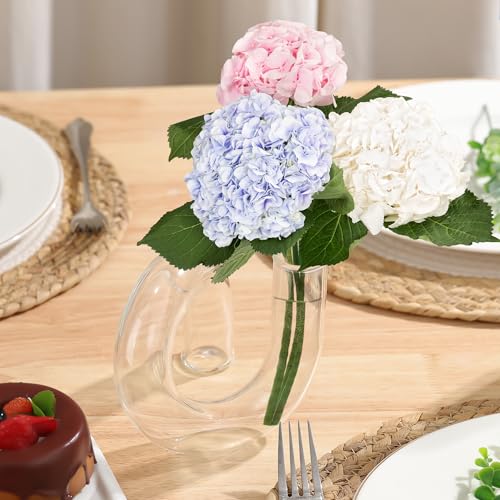 Joeyan Handmade Small Glass Flower Vase,Decorative Geometric Glass Bud Vase - color: Clear