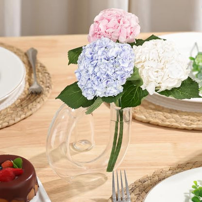 Joeyan Handmade Small Glass Flower Vase,Decorative Geometric Glass Bud Vase - color: Clear