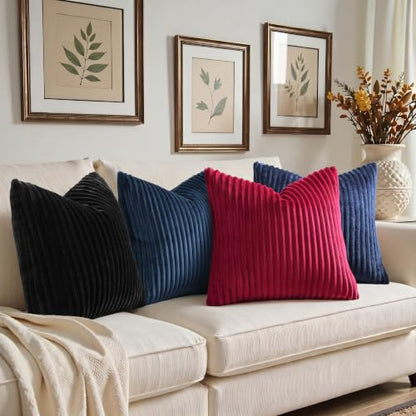 Simmore Fall Soft Burgundy Flannel Throw Pillow Covers 26X26 Set of 2 - color: Burgundy, size: 26" x 26" (Pack of 2)