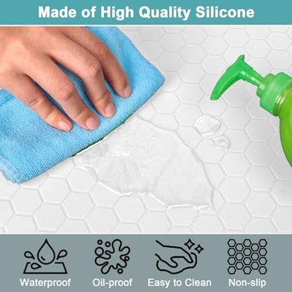 Under Sink Mat for Kitchen Waterproof, Silicone Sink Mat, White, 34" x 22" - color: White, size: 34" x 22"
