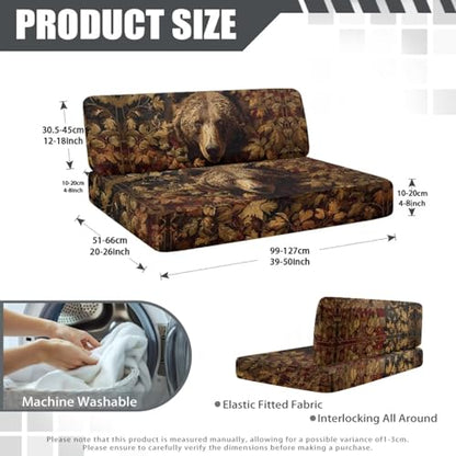 Bear Camo 2 Pack RV Dinette Cushion Covers Stretch American Flag Camper Cushion Slipcover Non-Slip RV Couch Cover Sofa Slipover for Travel Trailer Couch - color: Bear Camo American Flag