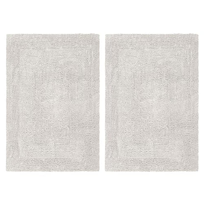 COTTON CRAFT Bath Rugs - 2 Pack Large 20x30 Soft Plush Bath Mats - Platinum - color: Platinum, size: 20x30 Inches