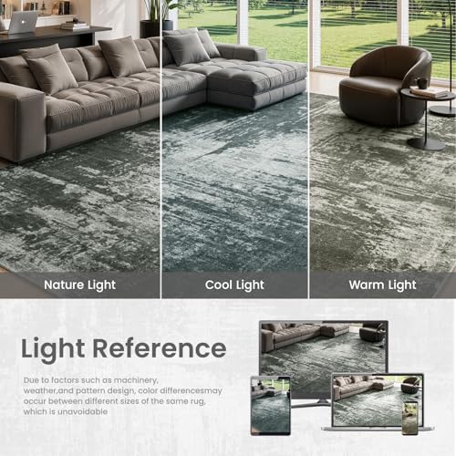 Merelax 4x6 Grey Washable Area Rug Non-Slip Faux Wool Abstract Carpet - color: Stone Grey, size: 4' x 6'(48''x72'')