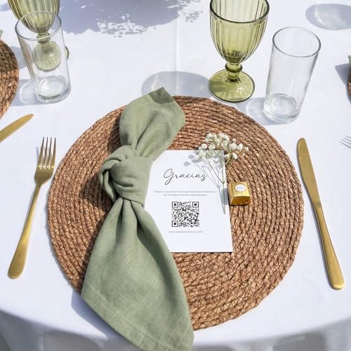 13.8" Set of 8 Brown Round Seagrass Placemats by Laquedecraft