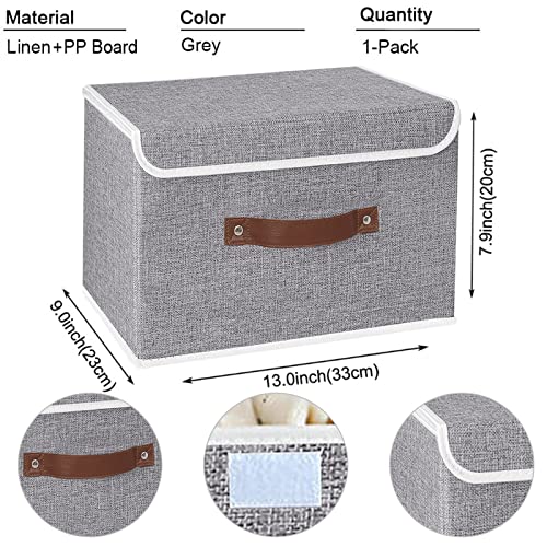 Yawinhe Collapsible Storage Bins,Grey,13.0x9.0x7.9in,1-Pack - color: Grey, size: M/(1 Pack)