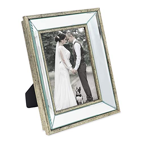 Laura Ashley 5x7 Silver Beveled Mirror Picture Frame Tabletop & Wall Mount - color: Silver, size: 5x7