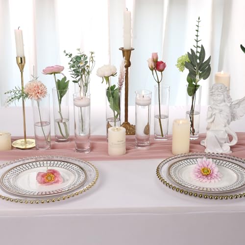 Fixwal 15 Pack Glass Cylinder Bud Flower Vases for Centerpieces