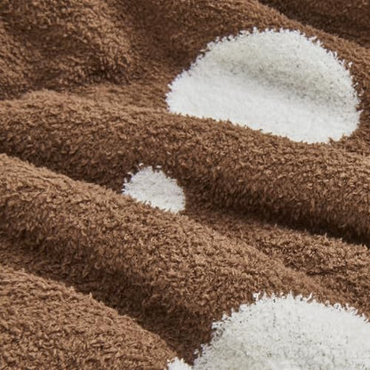 CozeCube Reversible Knitted Throw Blanket, Brown White Polka Dot, 50"x60" - color: D-brown and White, size: 50"x60"
