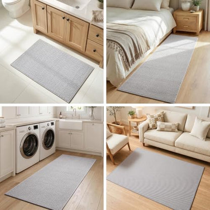 Sunfly 4x6 Washable Area Rug with Non Slip Rubber Backing Light Grey - color: Light Grey, size: 4' x 6' (Rectangular)