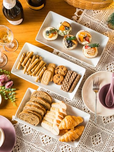 Gomakren 3 Tier Serving Trays Stand, 12 Inch White Rectangular Platters - color: Black, size: 15.9" x 11.7" x 9.1"