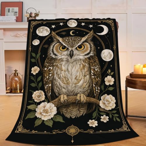 Owl Blanket Owl Gifts for Women Girls Lightweight Throw Blanket Soft Flannel Cozy Fleece Fuzzy Plush Warm Bedding Stuff for Kids Adults 60 x 80 Inch - color: Owl, size: 80"x60"
