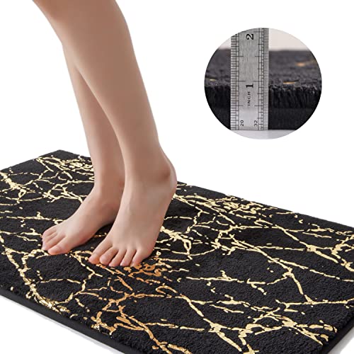QJHOMO Black and Gold U Shaped Toilet Rug Marble Contour Bath Mat 20x20 in - color: Black and Gold, size: 1'8" x 1'8" (U-Shape)