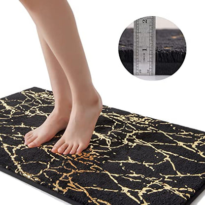 QJHOMO Black and Gold U Shaped Toilet Rug Marble Contour Bath Mat 20x20 in - color: Black and Gold, size: 1'8" x 1'8" (U-Shape)