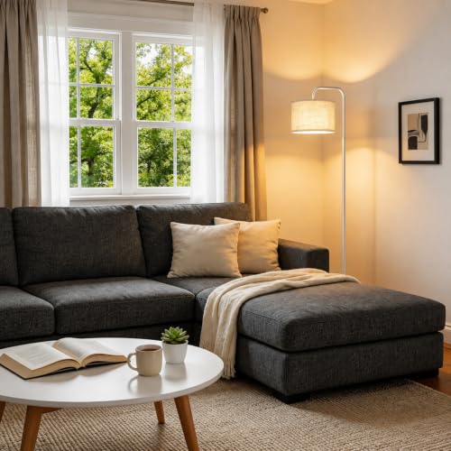 TJOY Floor Lamp, ‌Silver‌ Standing Floor Lamp for LivingRoom with 3CCT Bulb - color: Silver‌