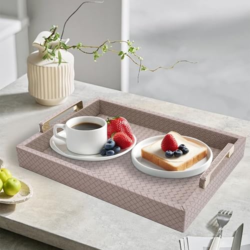 Faux Leather Serving Tray, Cinnamon Pink, 16" x 12" - color: Cinnamon Pink