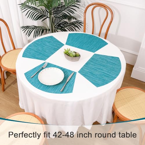 SHACOS Wedge Shape Placemats Set of 4 Round Table Placemats Heat Resistant Woven Vinyl PVC Table Mats Indoor Outdoor Wipe Clean (4, Teal Blue) - color: Teal Blue
