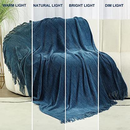 Blagic Chenille Throw Blanket for Couch and Bed,Dark Blue,50"x60" - color: I-dark Blue, size: 50 × 60 in