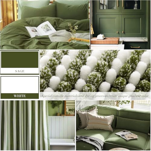 BSICPRO Bathroom Rugs Sets 2 Piece, Non Slip Striped Bath Mats, Sage - color: Sage, size: 20" x 32" Plus 16" x 24"