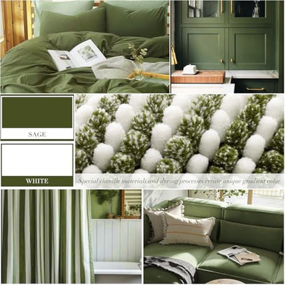 BSICPRO Bathroom Rugs Sets 2 Piece, Non Slip Striped Bath Mats, Sage - color: Sage, size: 20" x 32" Plus 16" x 24"